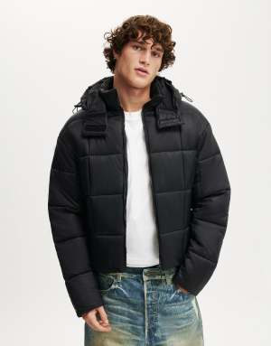 Cotton On Cropped puffer jacket in black - BLACK