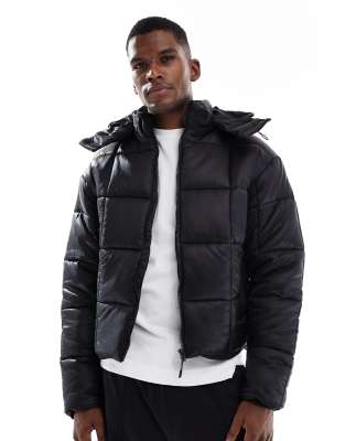 Cotton On Cropped Puffer Jacket In Black