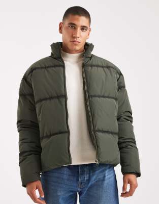 Cotton On Cropped Puffer Jacket In Green