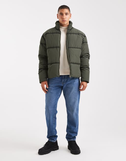 Cotton On cropped puffer jacket in storm green, 2 of 5