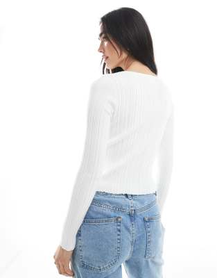Cotton On Cropped Ribbed Cardigan In White