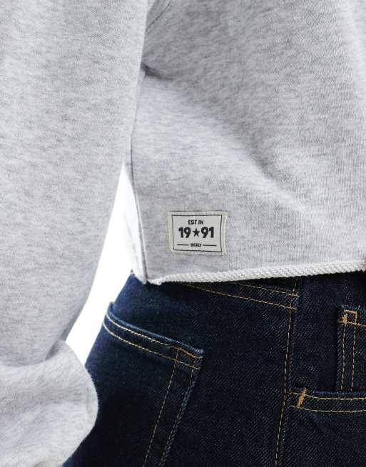 Cotton On cropped sweatshirt in soft heather gray, 3 of 4