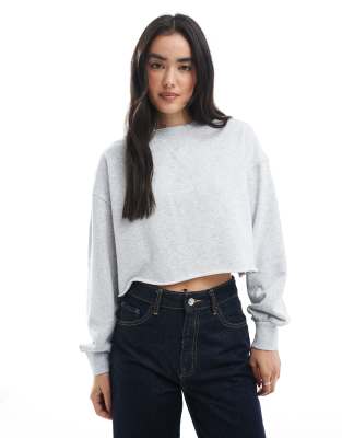 Cotton On - Cropped Sweatshirt in zartem meliertem Grau
