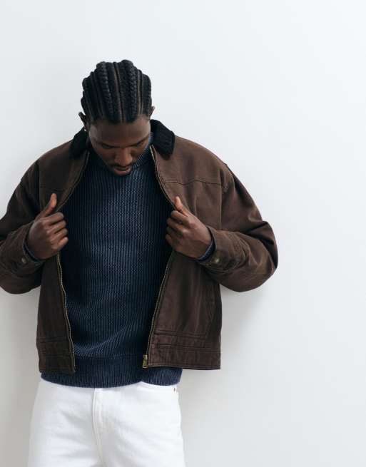 Cotton On cropped worker jacket in chocolate , 2 of 5