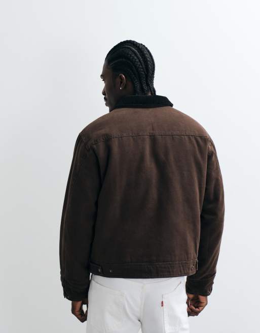 Cotton On cropped worker jacket in chocolate , 4 of 5