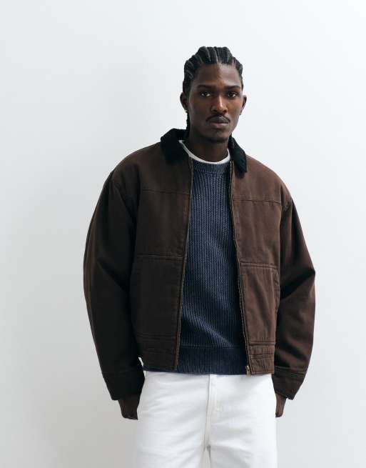 Cotton On cropped worker jacket in chocolate , 5 of 5