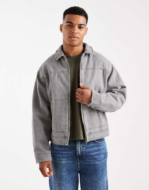 Cotton On cropped worker jacket in gray - view 1