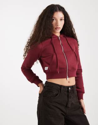 Cotton On Cropped Zip Through Hoodie In Red