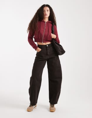 Cotton On Cropped Zip Through Hoodie In Red