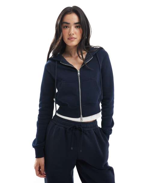 Cotton On cropped zip through hoodie in total eclipse (part of a set) - view 1