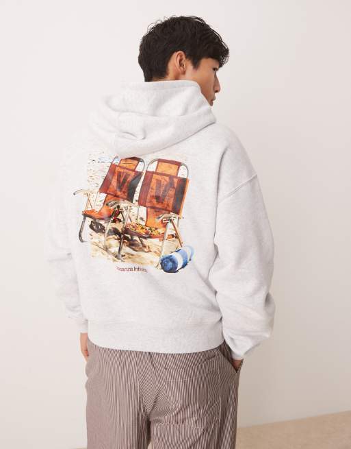 Cotton On Cropped zip up graphic hoodie in grey - GREY
