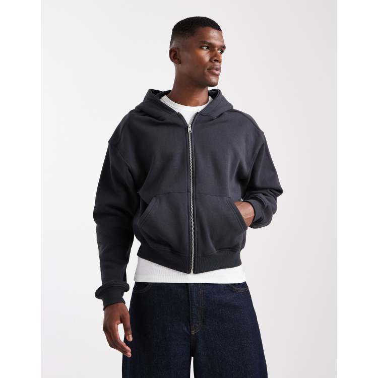 Cotton On Cropped zip up hoodie in black | ASOS