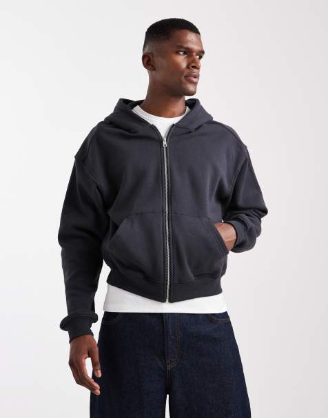 Cotton On Cropped zip up hoodie in black