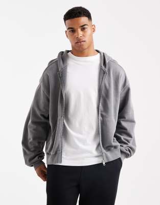 Cotton:on Cotton On Cropped Zip Up Hoodie In Gray