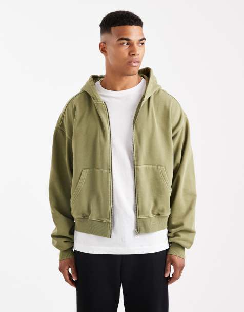 Cotton On Cropped zip up hoodie in green - view 1