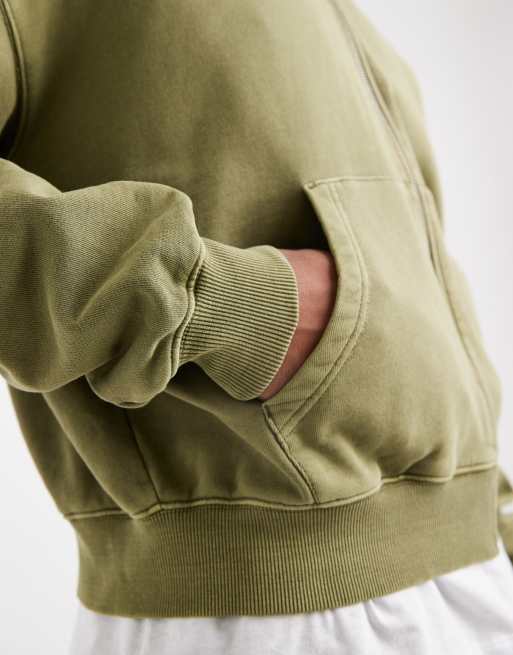 Cotton On Cropped zip up hoodie in green, 5 of 5