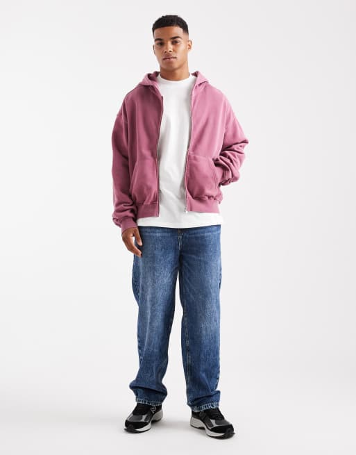 Cotton On Cropped zip up hoodie in pink