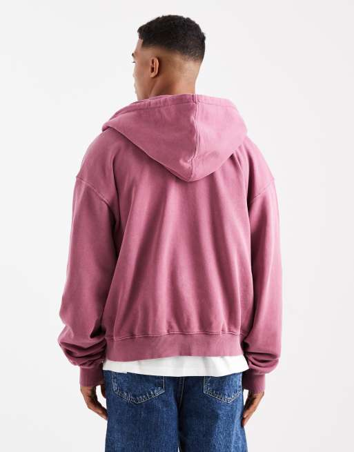 Cotton On Cropped zip up hoodie in pink