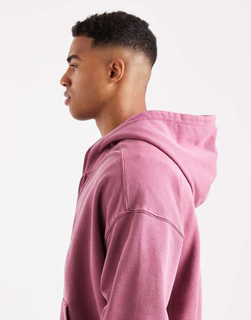 Cotton On Cropped zip up hoodie in pink