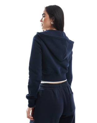 Cotton On Cropped Zip Up Hoodie In Blue