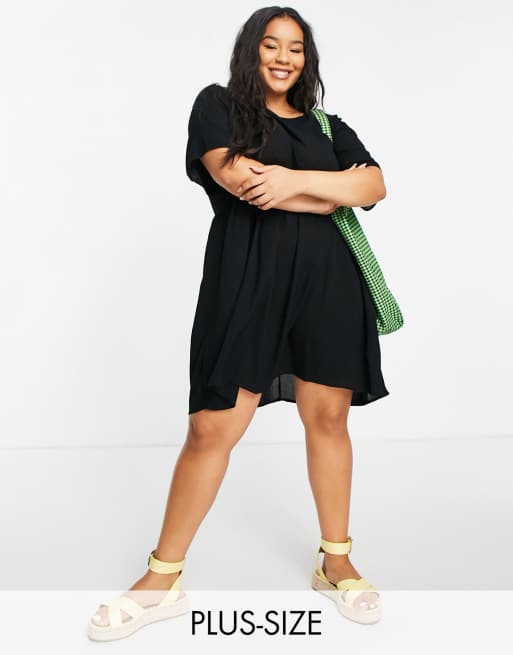Cotton On Curve – Babydoll-Hängerkleid in Schwarz 