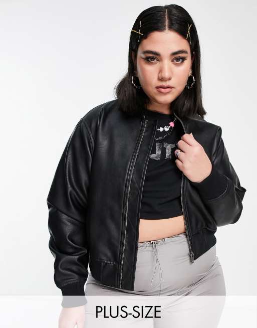 Cotton On Curve - Bomber en similicuir - Noir 
