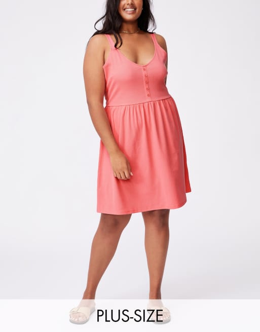 Cotton On Curve button down midi dress in pink 