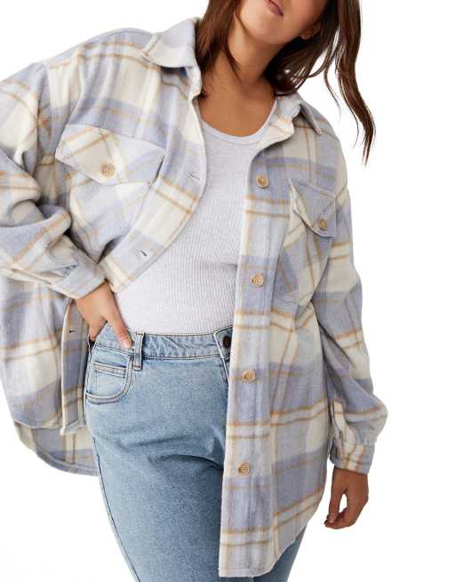 Cotton On Curve - Camicia giacca marrone a quadri 