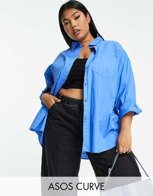 Cotton On Curve dad shirt in blue  