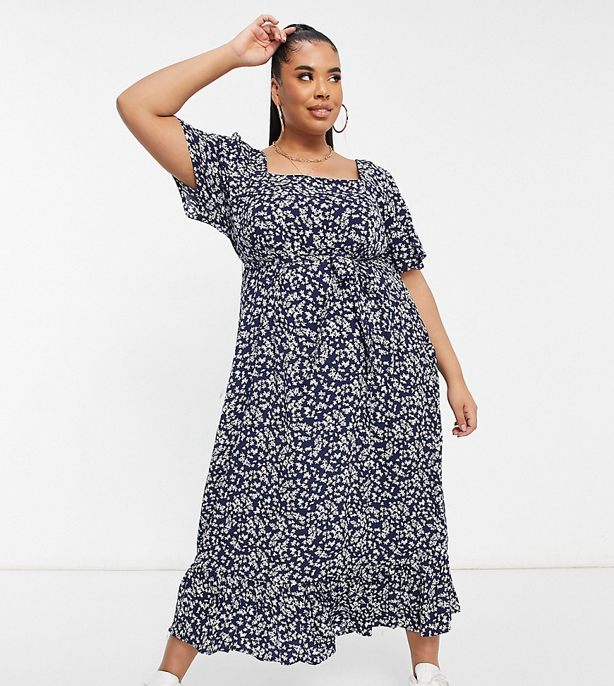 Cotton:on Cotton On Curve Frill Hem Maxi Dress In Floral-pink