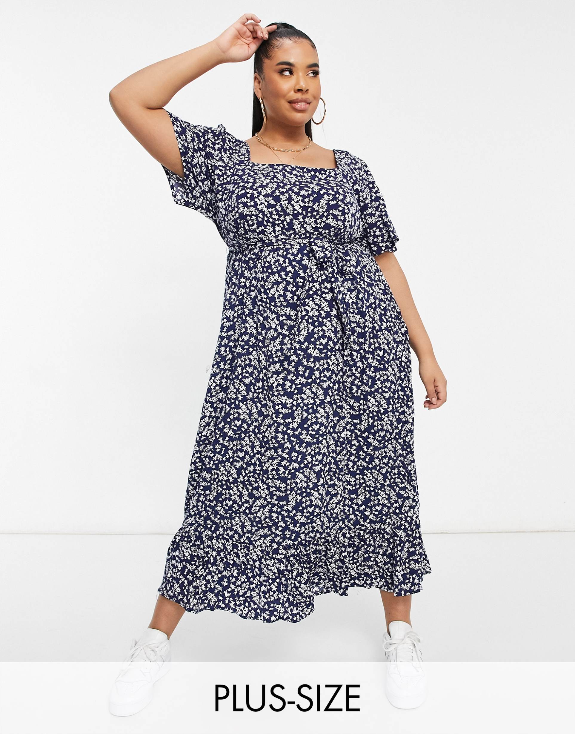 cotton on curve frill hem maxi dress in floral