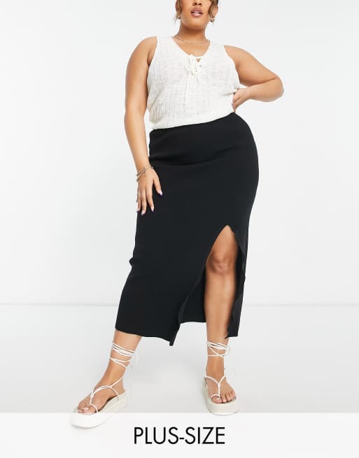 Cotton On Curve - Gonna midi nera a coste 