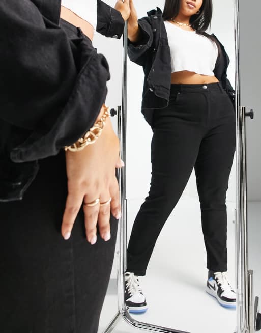 Cotton On Curve high rise mom jeans in black