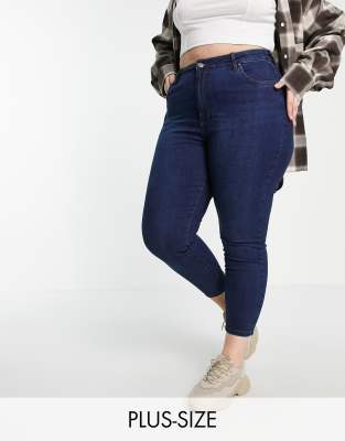 Cotton:On Cotton On Curve high waisted skinny jeans in dark wash-Blue