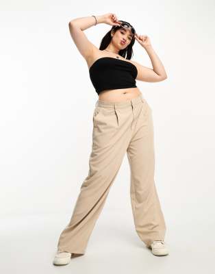 Cotton On Curve - Hose in Steinbeige mit hohem Bund-Neutral