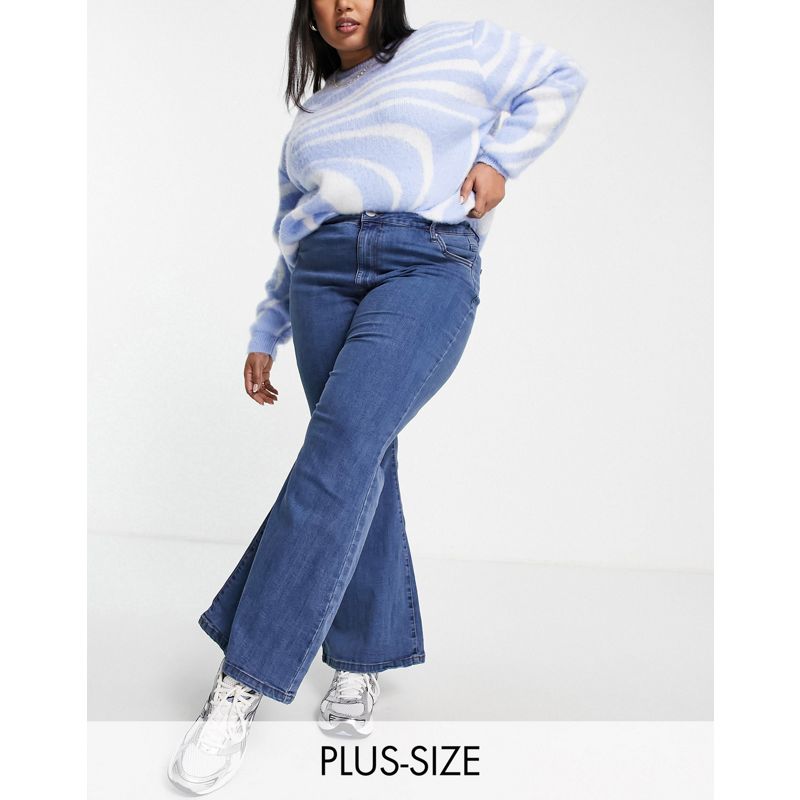 Jeans a zampa Donna Cotton On Curve - Jeans a zampa elasticizzati lavaggio blu medio