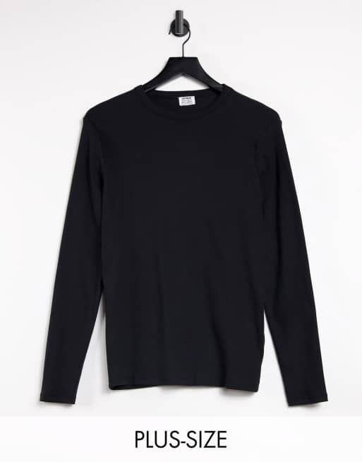 Cotton On Curve – Langärmliges Shirt mit Rundhalsausschnitt in Schwarz