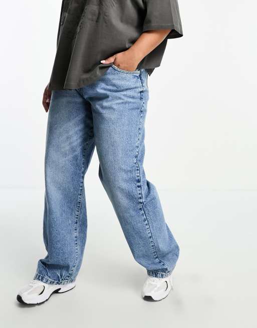 Cotton On Curve loose straight jeans in mid blue 