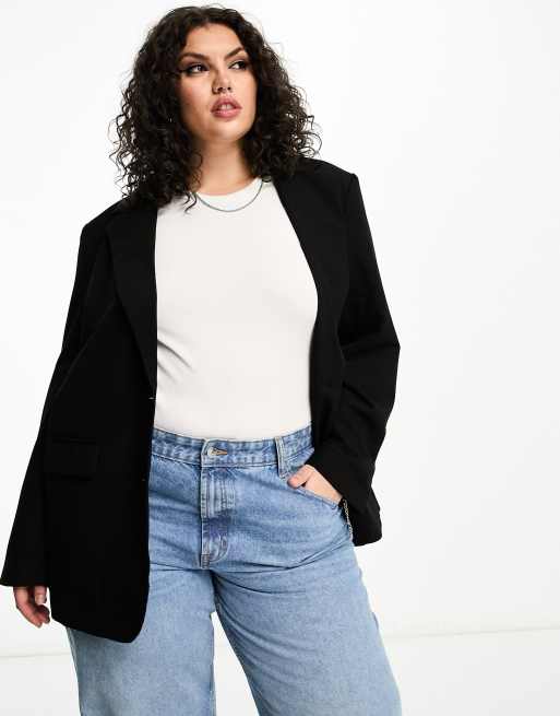 Cotton On Curve oversized blazer in black ASOS