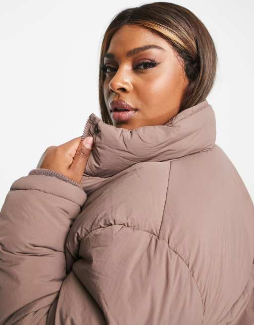 Cotton On Curve padded coat in beige