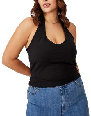 Cotton:On Cotton On Curve seam free halter crop top in black