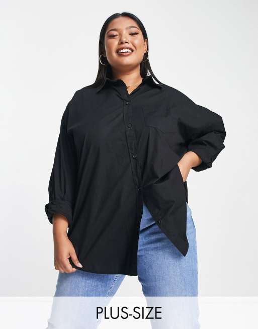 Cotton On Curve – Svart skjorta i oversize  