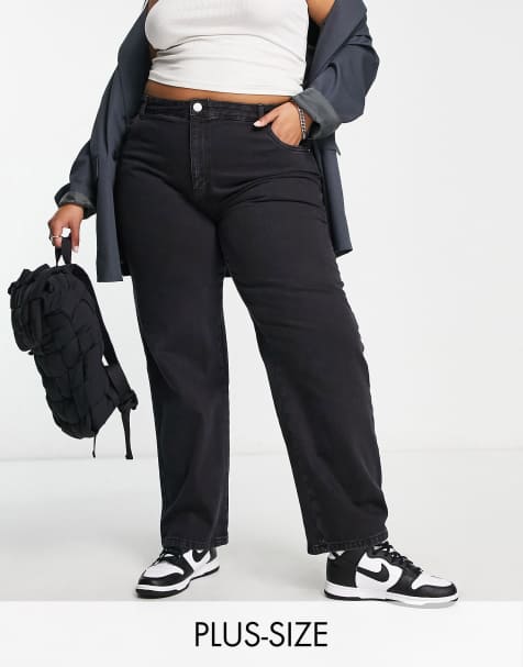 Cotton On Curve – Svarta raka jeans i ledig passform - view 1
