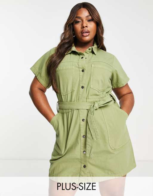 Cotton On Curve – Utility-Minikleid in Khaki  
