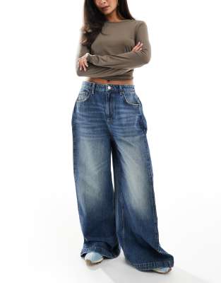 Cotton On Curvy Low Rise Straight Jeans In Blue