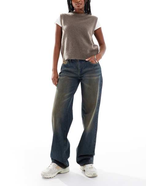 Cotton On - Curvy - Rechte jeans met lage taille in honing blauw - view 1