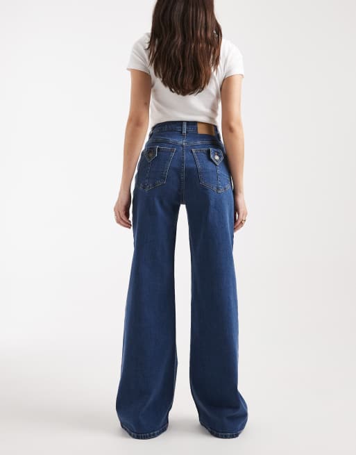 Cotton On - Curvy - Stretch jeans met wijde pijpen in blauw, 2 van 5