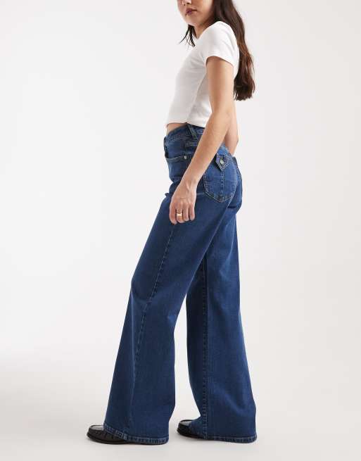 Cotton On - Curvy - Stretch jeans met wijde pijpen in blauw, 3 van 5