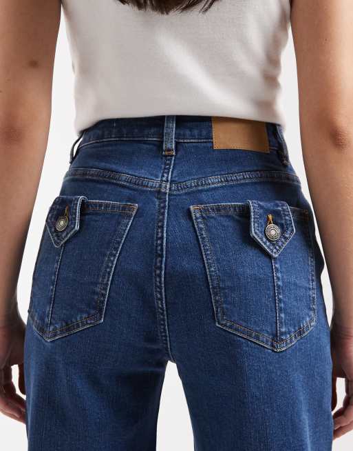 Cotton On - Curvy - Stretch jeans met wijde pijpen in blauw, 4 van 5