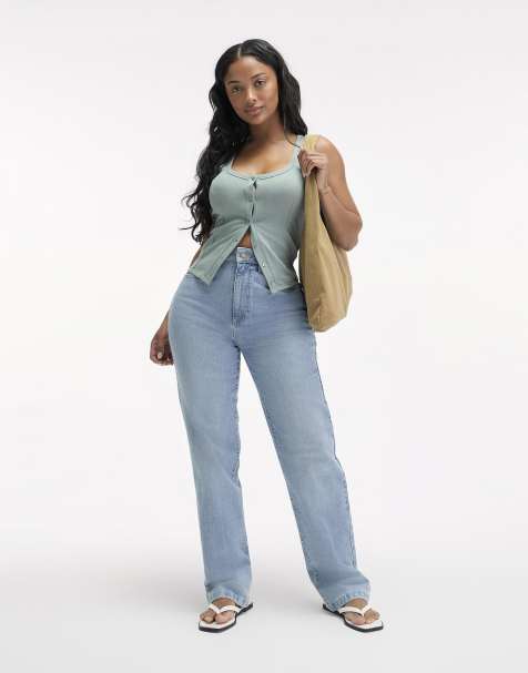Cotton On Curvy stretch straight jean in mid blue  - MBLUE